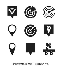infographic icon. 9 infographic vector icons set. radar, gps pin and wifi location icons for web and design about infographic theme