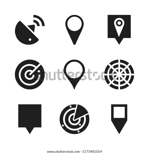 infographic icon. 9 infographic vector icons set.\
gps pin, map pin and radar icons for web and design about\
infographic theme
