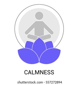 Infographic icon of Calmness or Meditation. Silhouette of a man and lotus. Modern thin line icon. Premium quality vector illustration concept.