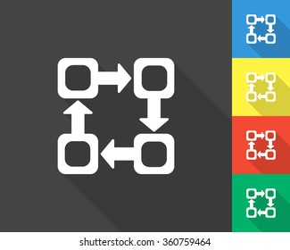 infographic icon - gray and colored (blue, yellow, red, green) vector illustration with long shadow