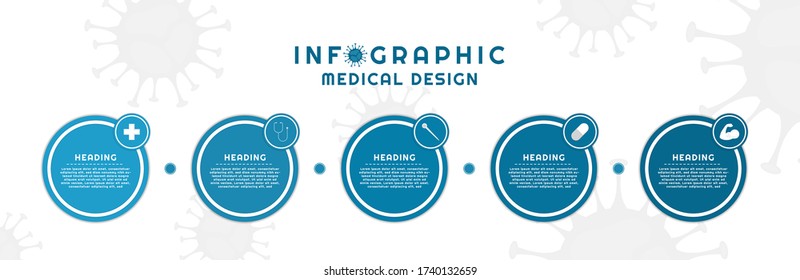Infographic icon for medical style ingredient circle shape label with space for text. vector illustration.