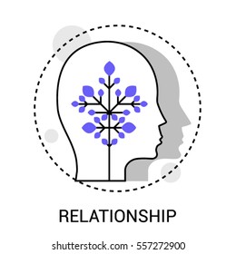 Infographic icon of Relationship, Connection or Relation, Friendship. Growing tree in the Head. Modern thin line icon. Premium quality vector illustration concept. Flat design web graphics elements.