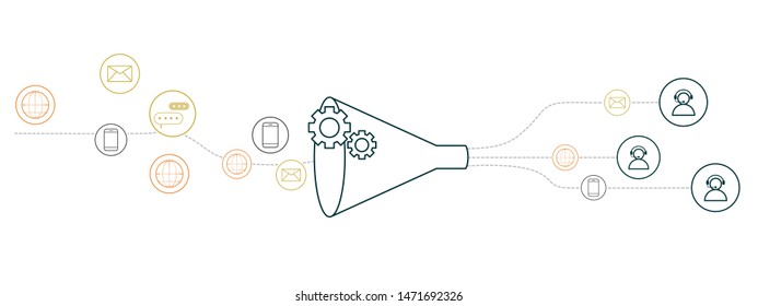 infographic and icon show the system of online support and help. - Powered by Shutterstock - Get 15% off with code: PIKWIZARD15