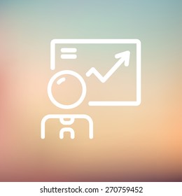 Infographic icon thin line for web and mobile, modern minimalistic flat design. Vector white icon on gradient mesh background.