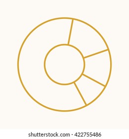 Icono de infografía, signo de web vectorial en líneas delgadas. Icono de gráfico circular plano. Icono de diagrama de diseño, pictograma de gráfico vectorial.