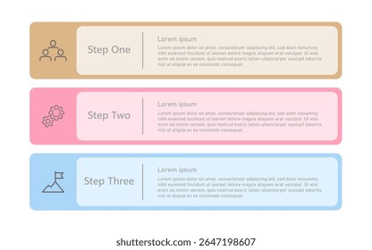 Infographic with icons, 3 steps, business concept of infographics, can be used for infographics, flow charts, presentations, websites, banners, print media.