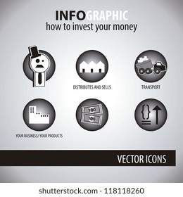 Infographic icons black and white