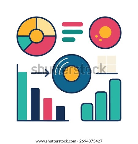 Infographic Icons Bundle with Bar Chart and Line Chart Styles