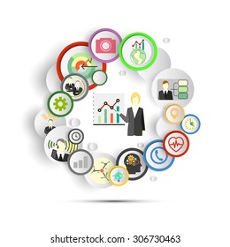 Infographic with icons for business vector template.