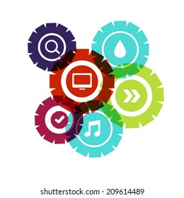  Infographic icons with cloud and text in retro style icons 
