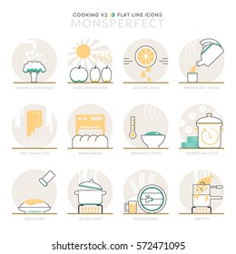 Infographic Icons Elements about Cooking. Flat Thin Line Icons Set Pictogram for Website and Mobile Application Graphics.