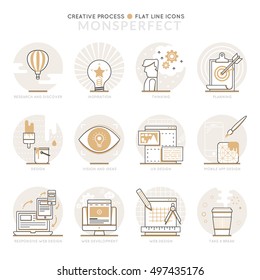 Infographic Icons Elements about Creative Process. Flat Thin Line Icons Set Pictogram for Website and Mobile Application Graphics.