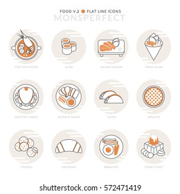 Infographic Icons Elements about Food. Flat Thin Line Icons Set Pictogram for Website and Mobile Application Graphics.