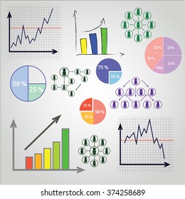 Infographic icons. Set of charts and graphs. Social networks set.