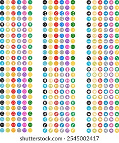 Infographic icons, various symbols, various colors