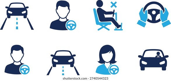 Infographic illustrating correct and incorrect ways to use a seatbelt while driving or riding in a vehicle
