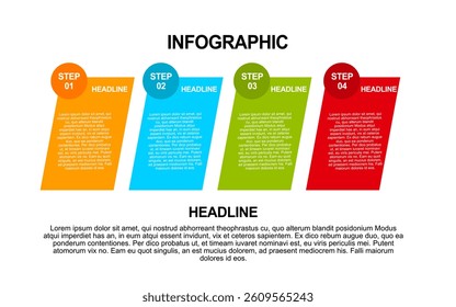 Infographic illustrating four steps with headlines for your business.
