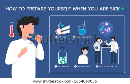 Infographic illustration about how to prepare yourself when you are sick. Flat design