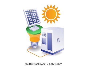 Concepto de ilustración infográfica del circuito de la batería de almacenamiento de energía del panel solar