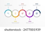 Infographic Illustration design template with icons and 5 options or steps. Can be used for process, presentations, layout, banner,info graph. element timeline 5 step option point infographics designs