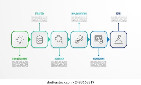 Infographic Illustration design template with icons and 6 options or steps. Can be used for process, presentations, layout, banner,info graph. element timeline six step option point infographics