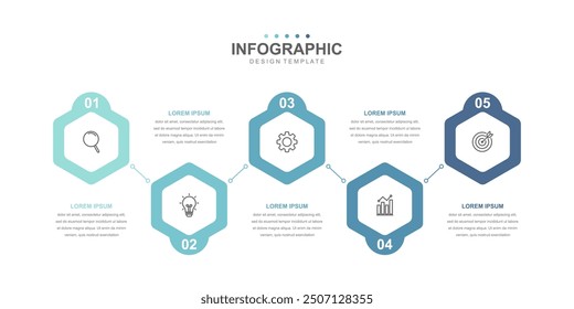 Infographic Illustration design template with icons and 5 options, workflow layout, icons, diagram, report, web design. Creative, vector, illustration