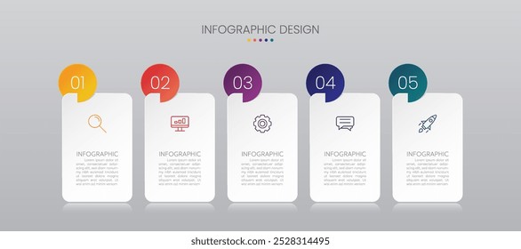 Infographic illustration design template with icons and 5 options or steps. Can be used for business presentation process.