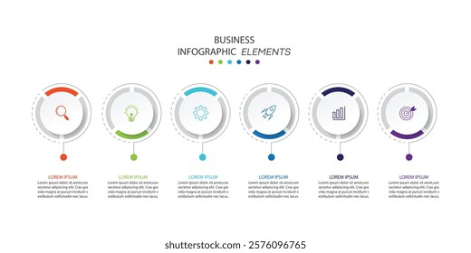 Infographic Illustration design template with icons and 6 options or steps.