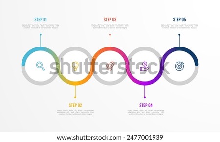 Infographic Illustration design template with icons and 5 options or steps. Can be used for process, presentations, layout, banner,info graph. element timeline 5 step option point infographics designs