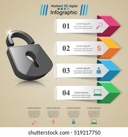 Infographic illustration. Lock icon.