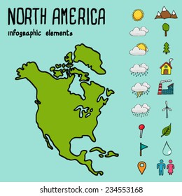 Infographic illustration with map of north america