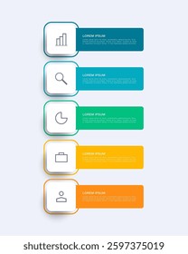 Infographic illustration. Process diagram and presentations step, banner, flow chart, 5 option