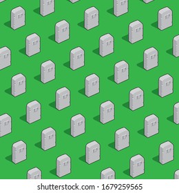 Infographic illustration of rows of grave stones creating a background pattern