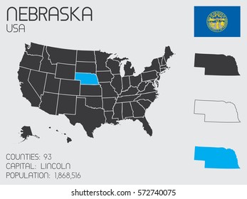 An Infographic Illustration of the State of  Nebraska
