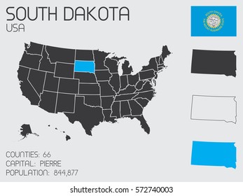 An Infographic Illustration of the State of  South Dakota