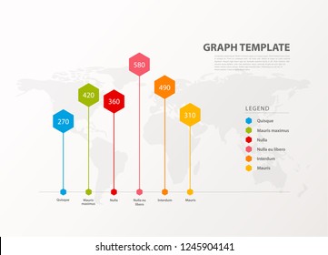 Infographic illustration vector background colorful graph with hexagons and figures inside.