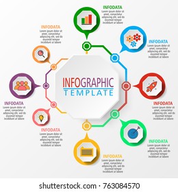 Infographic illustration in vector. Can be used for websites, templates, business presentation, banners, design. Illustrates ideas, statements, product characteristics, well defined structure.