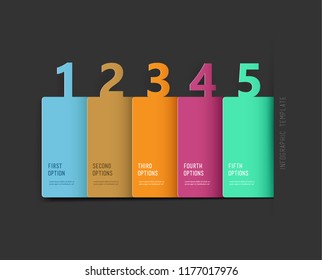 Infographic illustration vector template with number options. Ideal for diagram, business step options, presentation, web, banner, study. Dark version