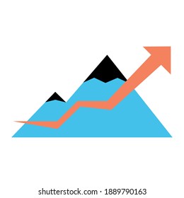 infographic increase arrow in front of pyramid mountains design, data analysis and information theme Vector illustration