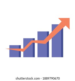 infographic increase arrow on bars chart design, data analysis and information theme Vector illustration