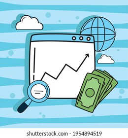 infographic increase arrrow with bills