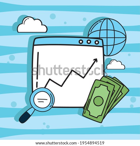 infographic increase arrrow with bills