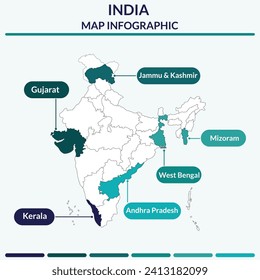 Infographic of India map. Infographic map