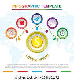 infographic infinity stones template with 6 titles, Diagram with steps, business data presentation. Vector infographic. 