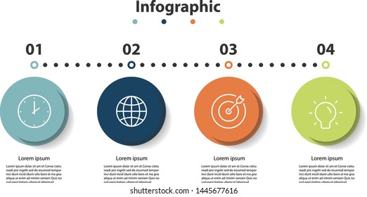 infographic information 4 step, timeline , world map