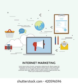 Infographic of internet marketing concept with icon and simple design