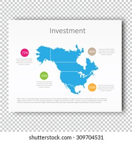 Infographic Investment North America Map Presentation Template, Business Layout design, Modern Style, Vector design illustration.