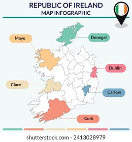 Infographic of Ireland map. Infographic map
