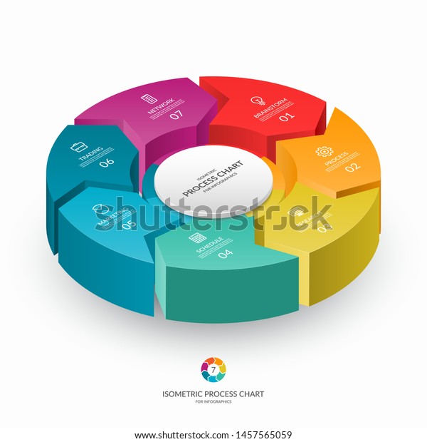 Infographic Isometric 3d Process Chart Cycle: เวกเตอร์สต็อก (ปลอดค่า ...