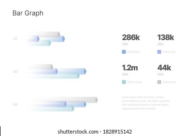 Infographic with isometric element for business layout, presentation template and finance report. Data visualization with Bar Graph.